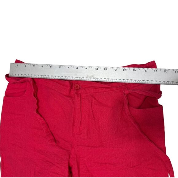 Contact Shorts Women's Size Large Pink Bermuda Linen Rayon Stretchy Waist Belt - Picture 6 of 11